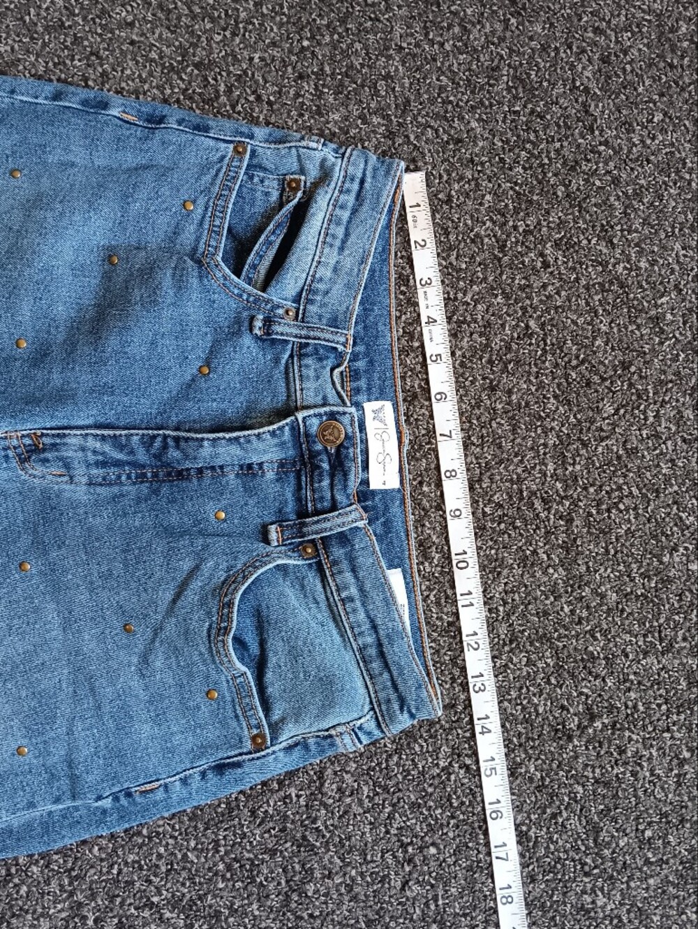 Jessica Simpson Zinnia Wide Leg Boyfriend  Blue Studded Denim Jeans Womens 4 - Picture 7 of 13